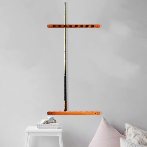 Cabilock Solid Wood Billiard Cue Rack Wall Mounted Roman Style Pool Stick Holder Space-saving Organizer for Game Rooms Lounges and Offices