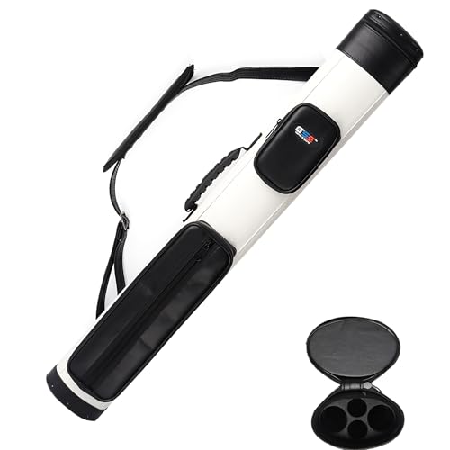 GSE Games & Sports Expert 2x2 Deluxe Hard Billiard Pool Cue Stick Carrying Case, Billiard Cue Case, Billiards Accessories (Several Colors Available) - color: Deluxe Oval - White/Black