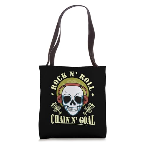 Rock N Roll Skull Disc Golf Frisbee Frolf Music Lover Tote Bag