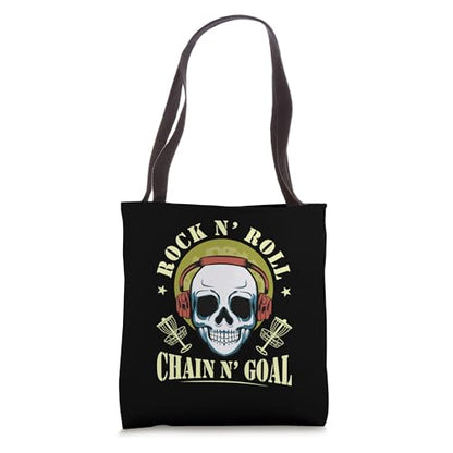 Rock N Roll Skull Disc Golf Frisbee Frolf Music Lover Tote Bag