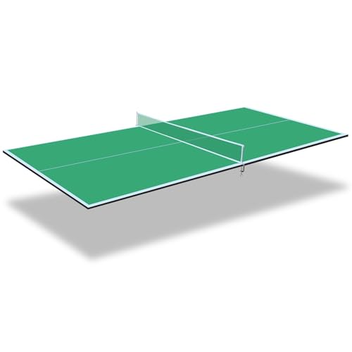 Foldable Ping Pong Table Top for Billiard Table, 6FT/7FT/8FT/9FT Table Tennis Table Topper for Pool Table, Indoor Outdoor Portable Table Tennis Conversion Top w/Net & Foam Padding - color: Green, size: 8x4FT