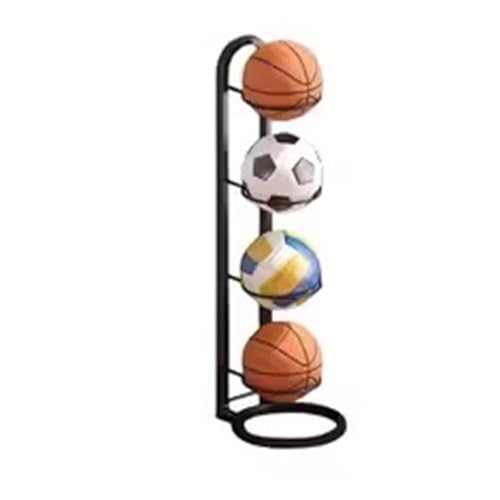 Black Sports Ball Organizer – Multi-Functional Rack for Storing Balls(Black Four Layers) - color: Black Four Layers