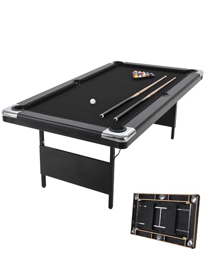 GarveeLife 7 Foot Pool Table, Portable Billiards Tables, Folding Pool Table Includes Full Set of Billiard Balls, 2 Cue Sticks, Chalk & Felt Brush for Family Game Room - color: Multi-color