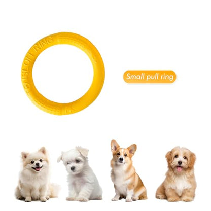 Outdoor Fitness Dog Toy Training Ring Floating Traction Toy Round Dog Pull Ring Interactive Game Tool, Suitable for Small and Medium-Sized Dogs (Yellow, Small) - size: Small