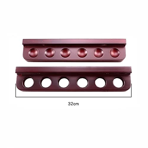 2-Piece Wall-Mounted Billiard Cue Holder 6-Hole Solid Wood Cue Holder Hanging Ball Billiard/Pool Cue Rack for Game Rooms Clubs