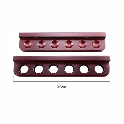 2-Piece Wall-Mounted Billiard Cue Holder 6-Hole Solid Wood Cue Holder Hanging Ball Billiard/Pool Cue Rack for Game Rooms Clubs