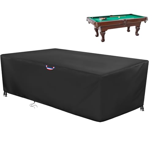 7/8/9 Feet Pool Table Cover, Billiard Table Cover for 9FT Snooker Billiard Pool Table Heavy Duty Waterproof Cover Outdoor Indoor Protection - 112 x62 x32 inchs