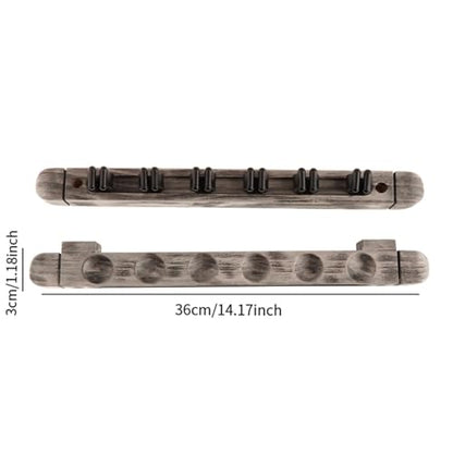 predolo 6 Hole Pool Cue Rack for Billiard Sticks Wall Mounted Holder, Gray
