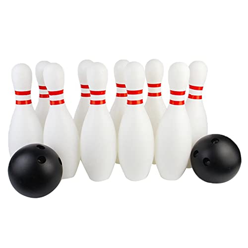 Kids Bowling Toy Set 10 Pcs with 2 Balls, 22cm (8.66in) Plastic Bowling Pins, Indoor Bowling Game for Children