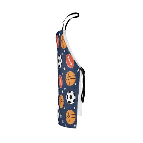 Manfei Ball Sports Kids Kitchen Apron - color: Orange Blue