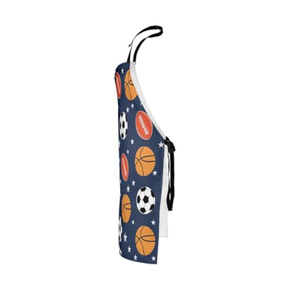 Manfei Ball Sports Kids Kitchen Apron - color: Orange Blue