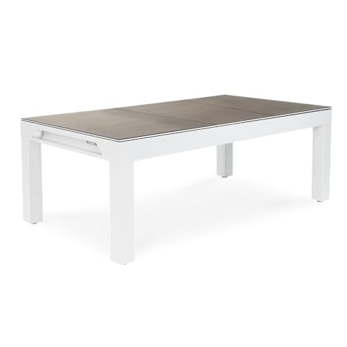 CORNILLEAU Classic Outdoor Billiard Table (White) - 7ft Convertible Pool Table to Dining Table - Weatherproof & Durable - Includes Accessories - Made in France - style: Wood Decor