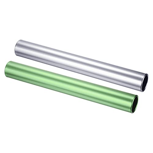 PATIKIL Relay Track Batons Set, Pack Aluminum Alloy Tube Field Running Race Stick for Outdoor Athletics Sport Game Tool - color: Green, Silver