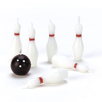 Oasis Supply 7pc Bowling Pins and Ball Candle Set – Perfect for Bowling Cake Decorating Plus Added Cupcake Picks or Stickers