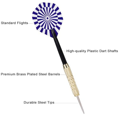 18Grams Steel Tip Darts, 18Pcs Professional Metal Tip Darts, Premium Darts Set, Standard Flights, Dart for Dartsboard, Dart for Indoor Sport