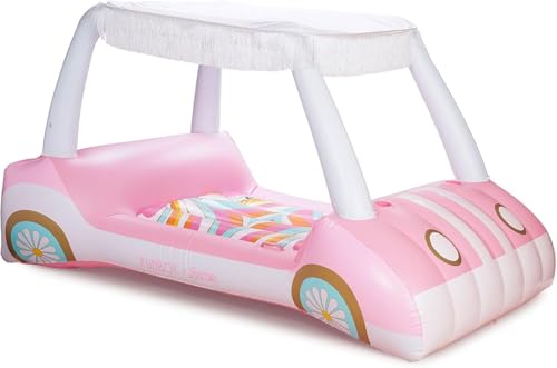 FUNBOY Giant Inflatable Luxury Golf Cart Pool Float, Two Cup Holders, Removable Fringe Shade, Float for Summer Pool Party and Entertainment - color: Barbie Golf Cart