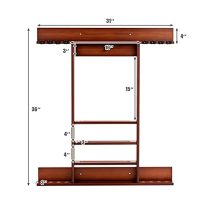 GYMAX Pool Stick Holder, Wall Mount 8 Pool Cue Rack made of 100% Pine Wood, Billiard Cue Racks Pool Table Accessories for Game Room Club Men Cave