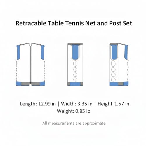 Retractable Table Tennis Net and Post Set, Clip-On Portable Ping Pong Net for Flat Surfaces, ABS Plastic - color: Gray