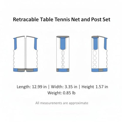 Retractable Table Tennis Net and Post Set, Clip-On Portable Ping Pong Net for Flat Surfaces, ABS Plastic - color: Gray