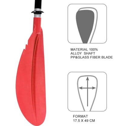 Karltion Kayak Paddle - Adjustable 2 Pieces Aluminum Alloy Shaft with Glass Fiber Blade for Surfing,Oar Fishing Easy Packable Travel - color: Red, size: 86"-1 paddle