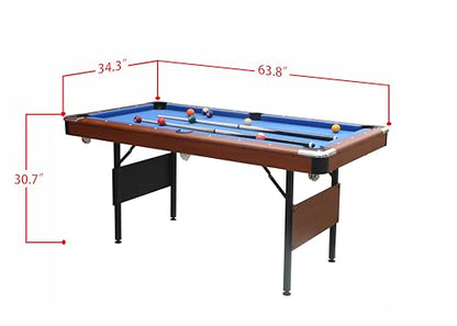 Foldable 63.8" Pool Table Set with Full Accessories, Blue Velvet