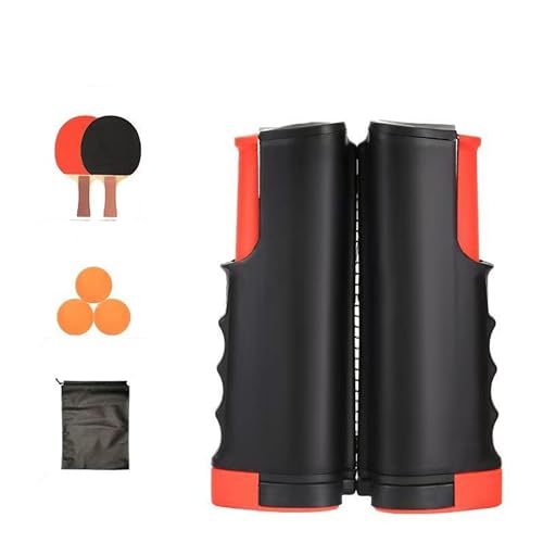 Recreational Table Tennis Sets with 2Pcs Table Tennis Rackets and 3Pcs Ping Pong Balls, Retractable Table Tennis Net Replacement with Clamps for Any Table, Home/Outdoor Games - color: black
