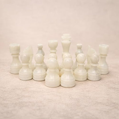 Handcrafted Premium Marble Chess Pieces Set Elegant 32-Piece Replacement for 12-15 Inch Chess Boards with Storage Box (Grey and White) - color: Grey and White