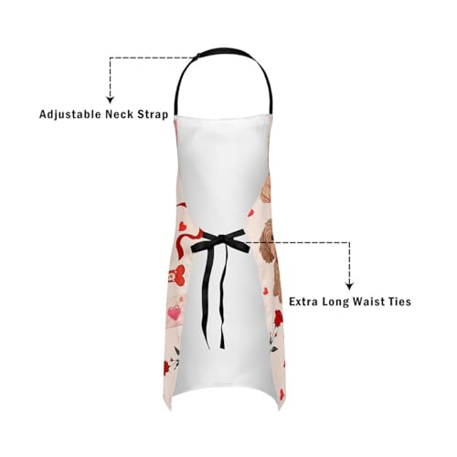 Castle Fairy Cute Rabbit Deer Kitchen Apron - color: Dog Red Bow