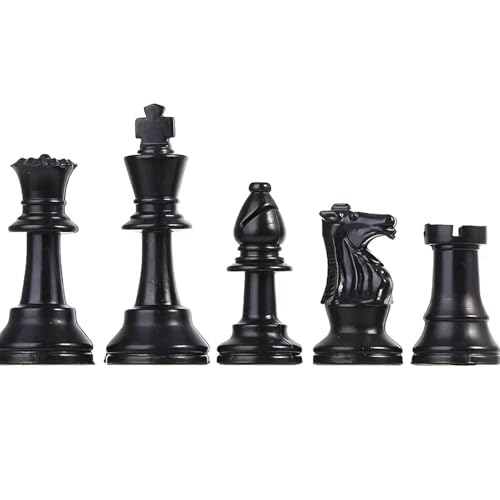 32 Plastic Chess Pieces Set - Black & White Chessmen for 15-20 Inch Boards, Felt Bottom, with Drawstring Storage Bag - Ideal for Beginners & Chess Enthusiasts-No Board Included (2.95inch/7.5cm) - size: 2.95inch/7.5cm