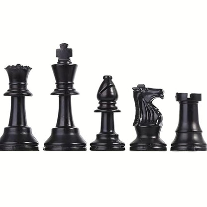 32 Plastic Chess Pieces Set - Black & White Chessmen for 15-20 Inch Boards, Felt Bottom, with Drawstring Storage Bag - Ideal for Beginners & Chess Enthusiasts-No Board Included (2.95inch/7.5cm) - size: 2.95inch/7.5cm