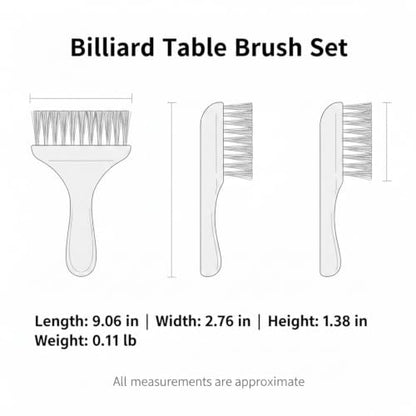 Billiard Table Brush Set, Natural Horsehair Bristles with Wood Handle for Pool Table Felt, 2-Pack - size: 9.06 x 2.76 x 1.38 in