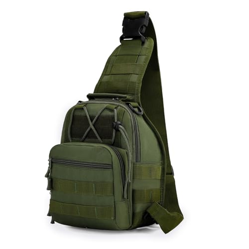 Viriber Tactical Backpack, Waterproof Military Cross-body Molle Sling Shoulder Backpack Chest Bag for Outdoor Every Day Carry Green - color: Green