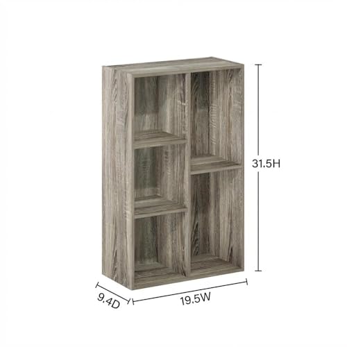 Furnifact Brown 5-Cube Reversible Open Shelf Storage Cabinet with Versatile Design, Durable Construction, Easy Assembly for Home or Office Use - color: French Oak