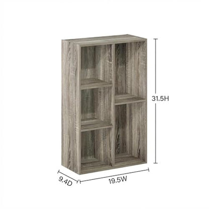 Furnifact Brown 5-Cube Reversible Open Shelf Storage Cabinet with Versatile Design, Durable Construction, Easy Assembly for Home or Office Use - color: French Oak