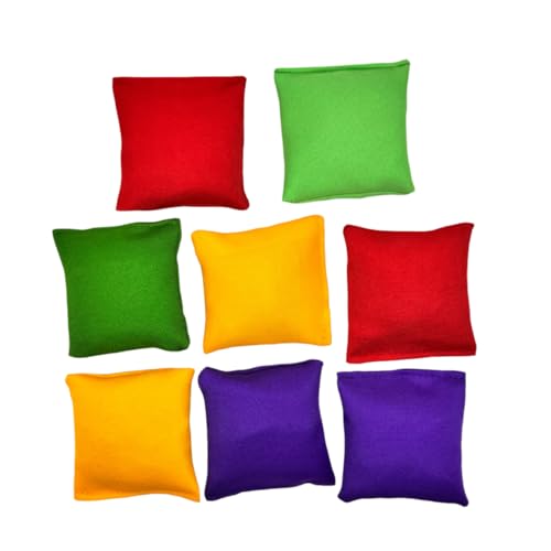 8 Pcs Small Bean Bags for Tossing, 3" x 3" Small Bean Bag for Kids Toss Game Cornhole Game Daycare and Home Schooling Indoor Outdoor Backyard Activities, Assorted Random Colors