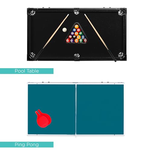 Best Choice Products Multi-Game Table Series – Interactive Game Tables for Kids with Foosball, Air Hockey, Billiards, Ping Pong & More | Childrens - color: 4-in-1 Arcade