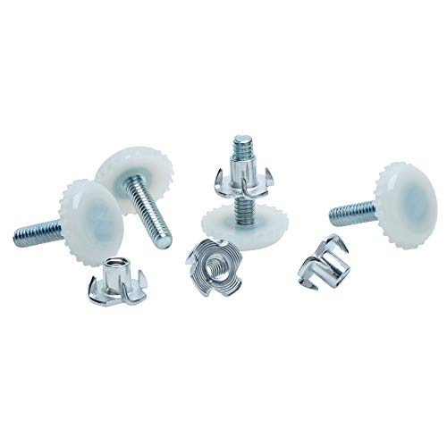 Desunia Medium Duty Nylon Table & Furniture Levelers - 1/4" Threaded Shank w/T-Nuts - 400 Lb. Capacity - Adjusts from 0" to 9/16" - White - 20 Pack - color: White, size: 20