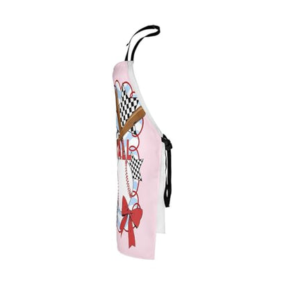 Castle Fairy Cartoon Baseball Kitchen Apron,Bow Knots Waterproof Apron - color: White Pink