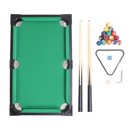 Mini Pool Table, Billiards Table for Kids, Tabletop Billiards Set with Sticks & Triangle Rack, for Kids and Family Fun