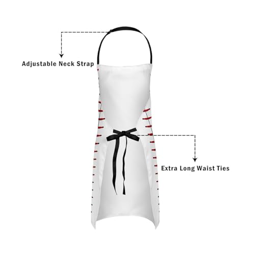 Manfei Baseball Kids Kitchen Apron - color: Red White