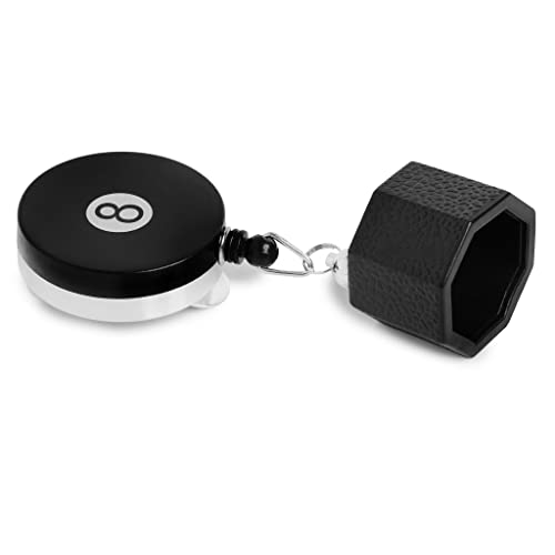 OKKO Retractable Octagon 8-Ball Chalker Billiard Pool Cue Chalk Holder with Belt Clip Black + 1 tube/5pcs of Predator Chalk