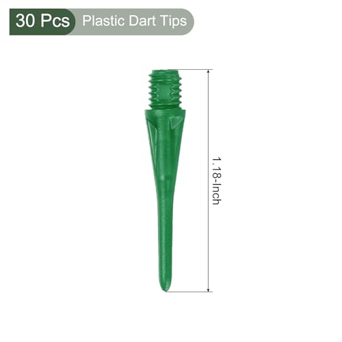 YOKIVE 30 Pcs Plastic Dart Tips, Game 2BA Thread Soft Darts Tips Replacements Plastic Tips Soft Tips| Indoor Outdoor Play (Green)