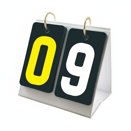 Simhoa Mini Scoreboard Flip Tabletop Score Keeper Portable Waterproof Flip Pages Triangular Frame Suitable for Sports Events Home Competitions Classes, 2-Digit, Cardboard Stand