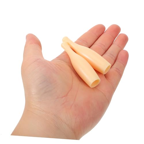 Abaodam 10pcs Small Bowling Indoor Miniature Tabletop Bowling Party Decorations Desktop Bowling Pin for Game Bowling Pin Accessory Tiny Bowling Pin Plastic Beige
