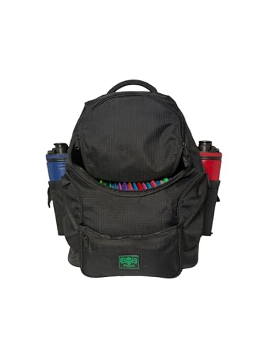 3Skull Disc Golf Bag SK2-30+ Disc Capacity - Ripstop - 5 Storage and 2 Water Bottle Pockets - Frisbee Disc Golf Backpack - Black