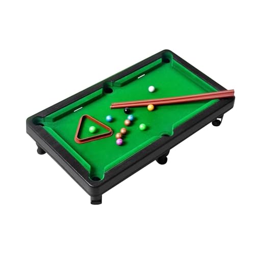 1 Piece Mini Tabletop Pool Set Billiard Game Portable Desk Pool Table Game Balls Pool Cues Triangle Rack PP Material Suitable for Kids Adults Indoor P, 27x18.5x6cm