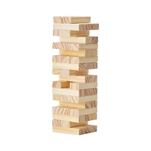 VEVOR Tumbling Timber Toy, 54 Blocks, Pine Wood Tumbling Tower Game with Storage Crate, Tumble Tower Blocks, Multiple Ways to Play Wooden Stacking Game for Indoor and Outdoor Family Gatherings