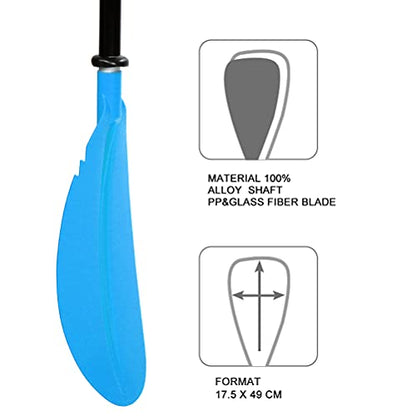Karltion Kayak Paddle - Adjustable 2 Pieces Aluminum Alloy Shaft with Glass Fiber Blade for Surfing,Oar Fishing Easy Packable Travel - color: Blue, size: 86"-1 paddle
