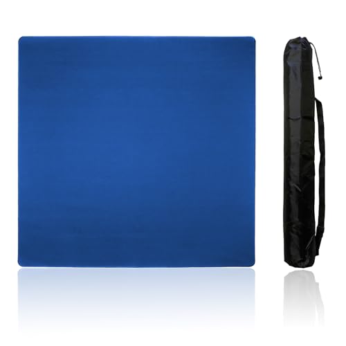 Mahjong Mat, Mahjong Table Mat with Black Carrying Bag,Rubber Anti Slip Game Mat and Noise Reducing Table Cover for Mahjong,Dominoes,Poker,Card,Board Games Table Mat (Blue, 31.5 Inches) - color: Blue