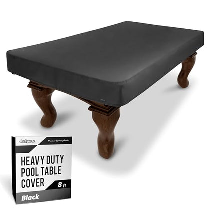 GoSports 6, 7, 8 & 9 ft Premium Leatherette Pool Table Cover - Waterproof & Tearproof - Heavy Duty Indoor & Outdoor Billiard Table Cover - color: Black, style: 8 ft (100" L x 56" W x 8" H)